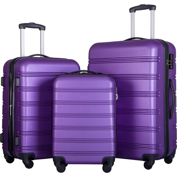 Supfirm 3 Piece Luggage Set Hardside Spinner Suitcase with TSA Lock 20" 24" 28" Available