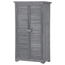 Supfirm TOPMAX Wooden Garden Shed 3-tier Patio Storage Cabinet Outdoor Organizer Wooden Lockers with Fir Wood (Gray Wood Color -Shutter Design)