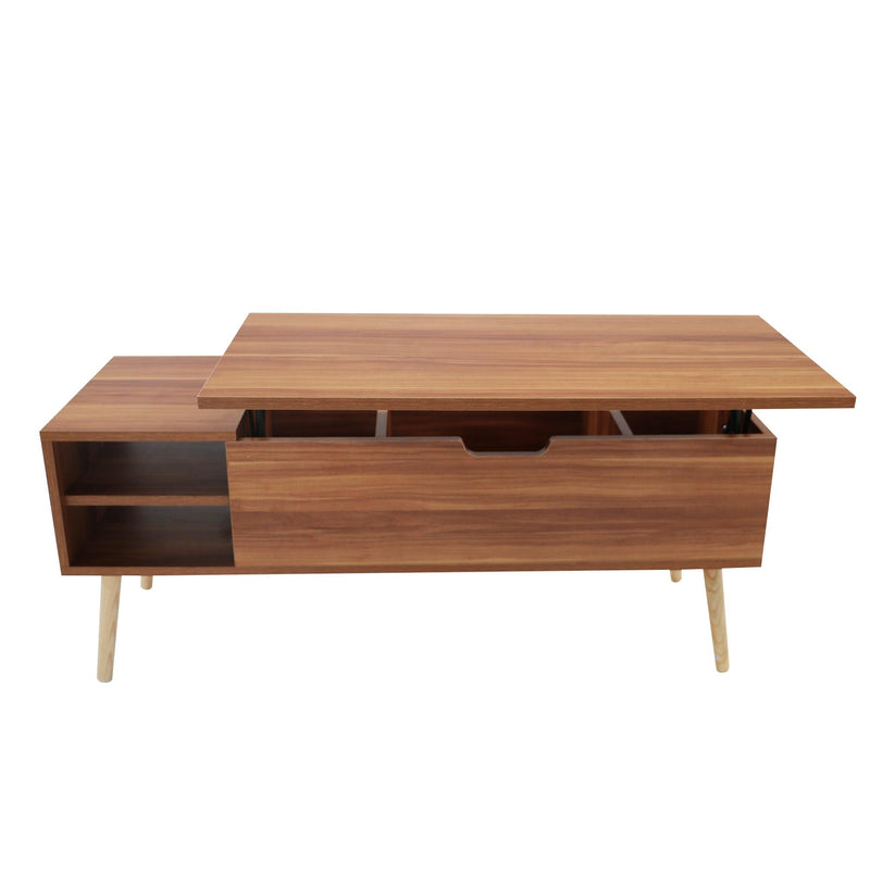 COFFEEtable quick assemble computer tablewith wood grain colorAccentFurnitureHomeDecor,Open Storage Shelf,StorageCoffeeTable with HiddenCompartment andAdjustableStorageShelf,LiftTabletopforLiving room - Supfirm