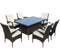 Supfirm Patio 7-Piece Rectangular Dining Set with 6 Dining Chairs (Brown &Beige Cushion )