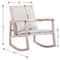 Supfirm Solid wood linen fabric antique white wash painting rocking chair with  removable lumbar pillow