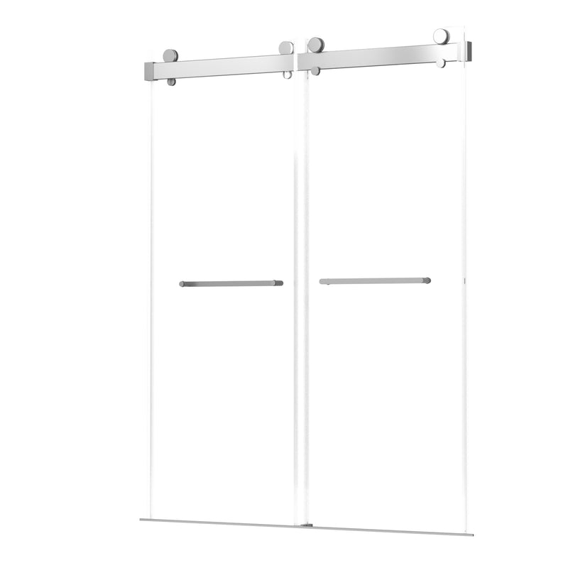 Supfirm Frameless Double Sliding Shower, 57" - 60" Width, 79" Height, 3/8" (10 mm) Clear Tempered Glass, , Designed for Smooth Door with Clear Tempered Glass and Stainless Steel Hardware Brushed Nickel