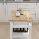 Kitchen island rolling trolley cart with Adjustable Shelves and towel rack rubber wood table top - Supfirm