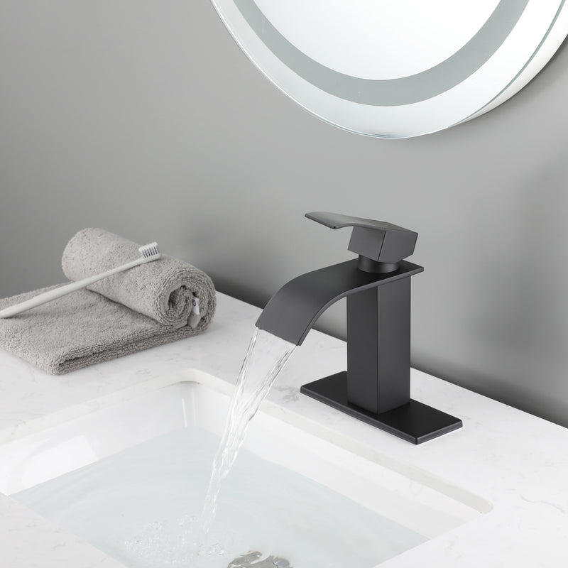 Supfirm Waterfall Spout Bathroom Faucet,Single Handle Bathroom Vanity Sink Faucet