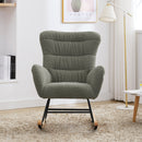 Supfirm Nursery Rocking Chair, Teddy Upholstered Glider Rocker, Rocking Accent Chair with High Backrest, Comfy Rocking Accent Armchair for Living Room, Bedroom, Offices, GREEN