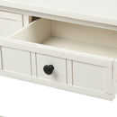 Supfirm TREXM Daisy Series Console Table Traditional Design with Two Drawers and Bottom Shelf (Ivory White)