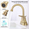 Supfirm 2-Handle 4-Inch Brushed Gold Bathroom Faucet, Bathroom Vanity Sink Faucets with Pop-up Drain and Supply Hoses