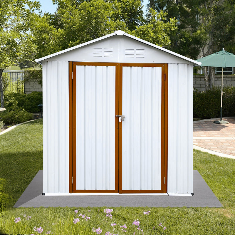 Supfirm Outdoor storage sheds 4FTx6FT Apex roof White+Yellow