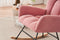 Supfirm Rocking Chair Nursery, Solid Wood Legs Reading Chair withTeddy Fabric Upholstered, Nap Armchair for Living Rooms, Bedrooms, Offices, Best Gift,Pink Teddy fabric