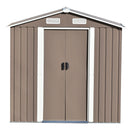 Supfirm TOPMAX Patio 6ft x4ft Bike Shed Garden Shed, Metal Storage Shed with Lockable Door, Tool Cabinet with Vents and Foundation for Backyard, Lawn, Garden, Brown