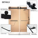 Supfirm Frameless Double Sliding Shower, 69" - 72" Width, 79" Height, 3/8" (10 mm) Clear Tempered Glass, , Designed for Smooth Door with Clear Tempered Glass and Stainless Steel Hardware in Matt Black Finish