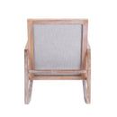 Supfirm Solid wood linen fabric antique white wash painting rocking chair with  removable lumbar pillow