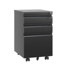 Supfirm 3 Drawer Mobile File Cabinet with Lock,Metal Filing Cabinets for Home Office Organizer Letters/Legal/A4,Fully Assembled,Blak