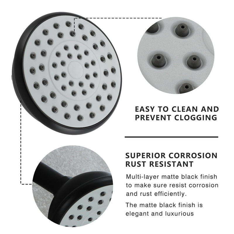 Supfirm Matte Black 6 Inch Shower Faucet wih Tub Spout Combo