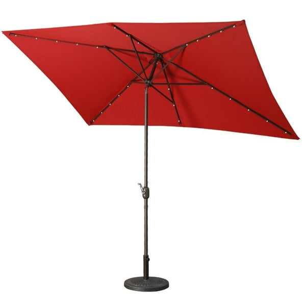 Supfirm Support Dropshipping Led Red Garden Outdoor Adjustable Title 10 Ft Patio Umbrella With Solar Lights