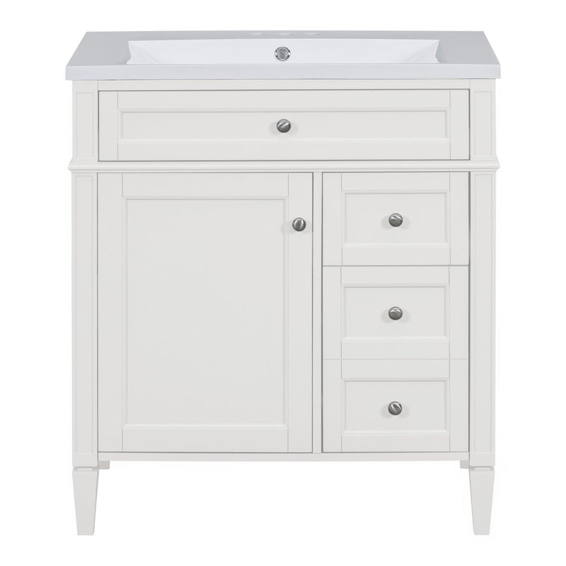 Supfirm 30'' Bathroom Vanity with Top Sink, Modern Bathroom Storage Cabinet with 2 Drawers and a Tip-out Drawer, Single Sink Bathroom Vanity - Supfirm