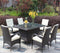 Supfirm Patio 7-Piece Rectangular Dining Set with 6 Dining Chairs (Brown &Beige Cushion )