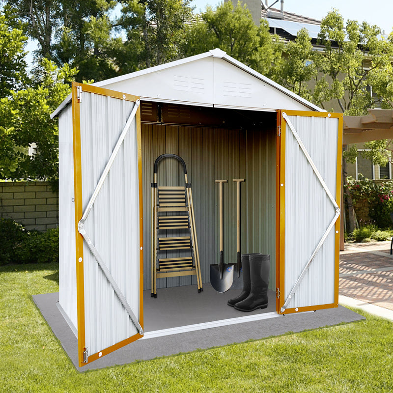 Supfirm Outdoor storage sheds 4FTx6FT Apex roof White+Yellow