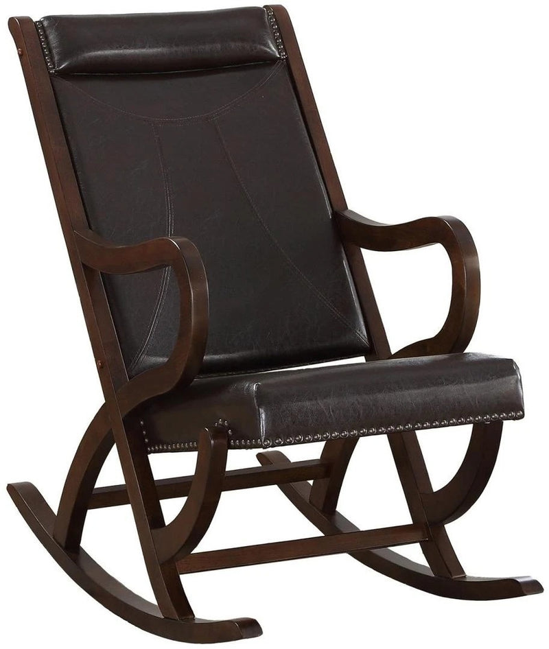 Supfirm ACME Triton Rocking Chair in Espresso PU & Walnut 59535