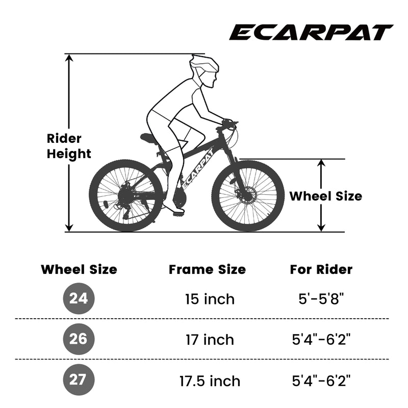 Supfirm A2660 Ecarpat Mountain Bike 26 Inch Wheels, 21-Speed Full Suspension Mens Womens Trail Commuter City Mountain Bike, Carbon Steel Frame Disc Brakes Thumb Shifter Front Fork Rear Shock Absorber Bicycles