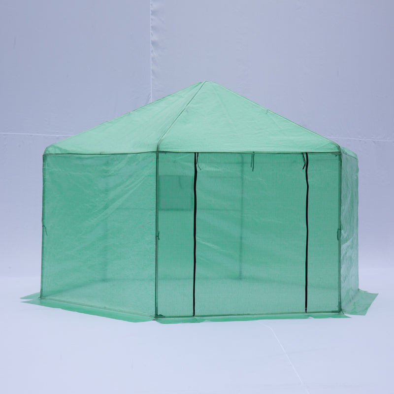 Supfirm Walk-in Greenhouse Hexagonal Upgrade Reinforced Frame Heavy Duty Plastic Greenhouse Reinforced Thickened Waterproof Insulation(13.1*8.6 ft)