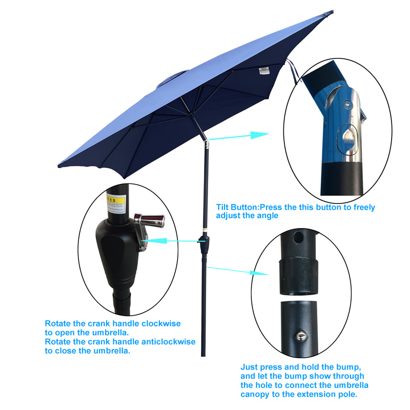 Supfirm 6 x 9ft  Patio Umbrella Outdoor  Waterproof Umbrella with Crank and Push Button Tilt without flap for Garden Backyard Pool  Swimming Pool Market