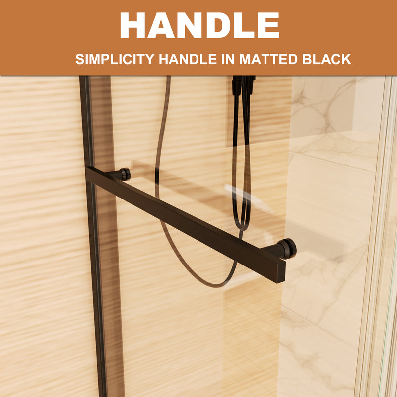 Supfirm 60 in. W x 74 in. H  Shower Door in Matte Black with 5/16 in. (8 mm) Clear Glass