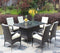 Supfirm Patio 7-Piece Rectangular Dining Set with 6 Dining Chairs (Brown &Beige Cushion )