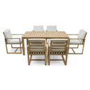 Supfirm Patio Dining Set Outdoor Dining Table and Chair Set with  and Removable Cushions for Patio, Backyard, Garden, Light Teak