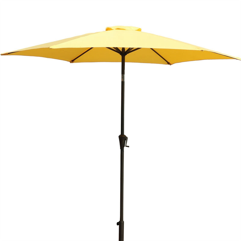 Supfirm 8.8 feet Outdoor Aluminum Patio Umbrella, Patio Umbrella, Market Umbrella with 42 Pound Square Resin Umbrella Base, Push Button Tilt and Crank lift, Yellow