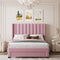 Full Size Storage Bed Velvet Upholstered Platform Bed with a Big Drawer - Pink - Supfirm