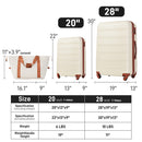 Supfirm Hardshell Luggage Sets 2Pcs + Bag Spinner Suitcase with TSA Lock Lightweight 20" + 28"