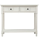 Supfirm TREXM Daisy Series Console Table Traditional Design with Two Drawers and Bottom Shelf (Ivory White)