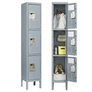 Supfirm 3 Door 66"H Metal Lockers With Lock for Employees,Storage Locker Cabinet  for Home Gym Office School Garage,Gray