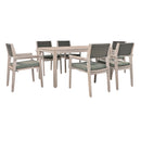 Supfirm Outdoor Dining Set Patio Dining table and Chairs with Rattan Backrest  and Removable Cushions for Patio and Backyard, White Washed