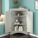 Supfirm Grey Triangle Bathroom Storage Cabinet with Adjustable Shelves, Freestanding Floor Cabinet for Home Kitchen