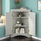 Supfirm Grey Triangle Bathroom Storage Cabinet with Adjustable Shelves, Freestanding Floor Cabinet for Home Kitchen