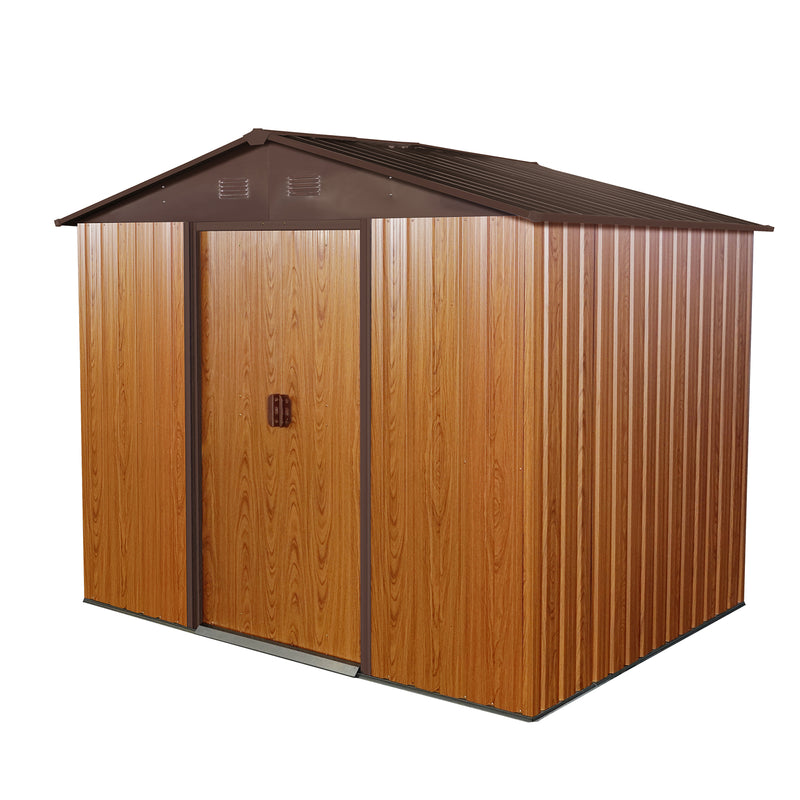 Supfirm 6ft x 8ft Outdoor Metal Storage Shed with Metal Floor Base