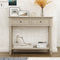 Supfirm TREXM Daisy Series Console Table Traditional Design with Two Drawers and Bottom Shelf (Retro Grey)