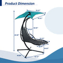 Supfirm Hanging Chaise Lounger with Removable Canopy, Outdoor Swing Chair with Built-in Pillow, Hanging Curved Chaise Lounge Chair Swing for Patio Porch Poolside, Hammock Chair with Stand (Blue)