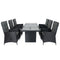 Supfirm 7 Piece Outdoor Patio Wicker Dining Set Patio With Adjustable Backrest  Black Wicker + Dark Grey Cushion