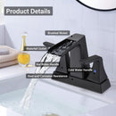 Supfirm Two Handle 4 Inch Centerset Waterfall Bathroom Sink Faucet, Matte Black