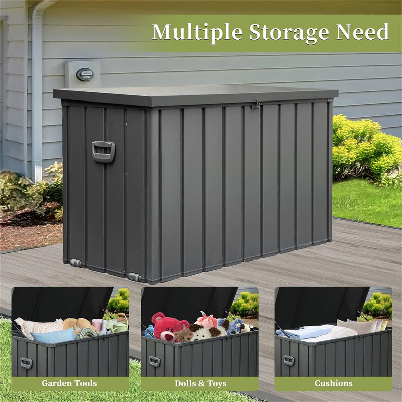 Supfirm 200 Gallon Outdoor Storage Deck Box Waterproof, Large Patio Storage Bin for Outside Cushions, Throw Pillows, Garden Tools, Lockable (Dark Gray)