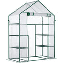 Supfirm 5' x 2.5' x 6.5' Mini Walk-in Greenhouse Kit, Portable Green House with 3 Tier Shleves, Roll-Up Door, and Weatherized Plastic Cover for Backyard Garden, Clear