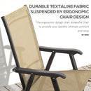 Supfirm Set of 4 Patio Folding Chairs, Stackable Outdoor Sling Patio Dining Chairs with Armrests for Lawn, Camping, Dining, Beach, Metal Frame, No Assembly, Light Mixed Brown