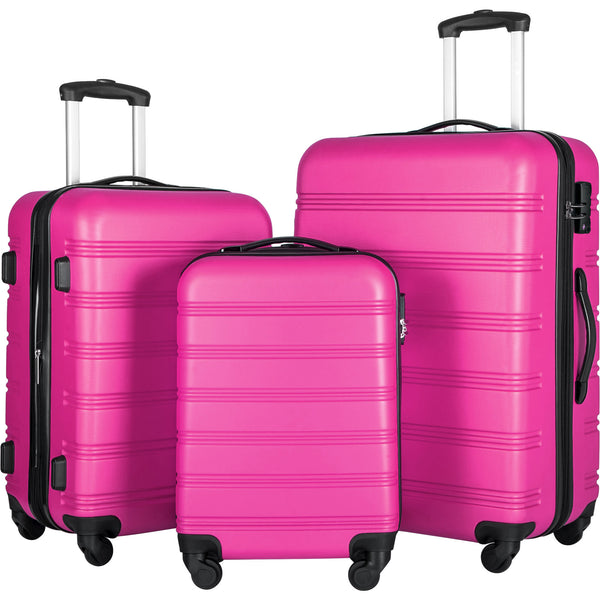 Supfirm 3 Piece Luggage Set Hardside Spinner Suitcase with TSA Lock 20" 24" 28" Available