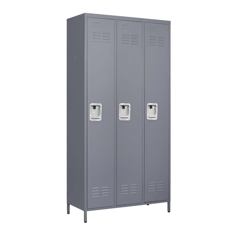 Supfirm 3 Door 72"H Metal Lockers With Lock for Employees,Storage Locker Cabinet  for Home Gym Office School Garage,Gray