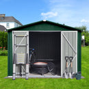 Supfirm Metal garden sheds 10ft×8ft outdoor storage sheds Green + White