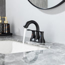 Supfirm Two Handle Matte Black Bathroom Faucet, Swivel Spout with Pop-up Drain Assembly