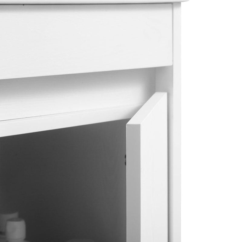 Supfirm 30" Bathroom Vanity with Sink,Bathroom Vanity Cabinet with One Soft Close Cabinet Doors & soft-close Drawers,Bathroom Storage Cabinet with a Lower Open Shelf,with Metal Legs,White Ceramic Sink,White - Supfirm